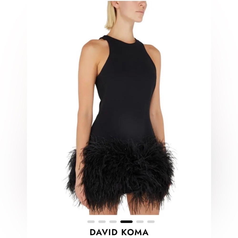David Koma Black Feathered Dress